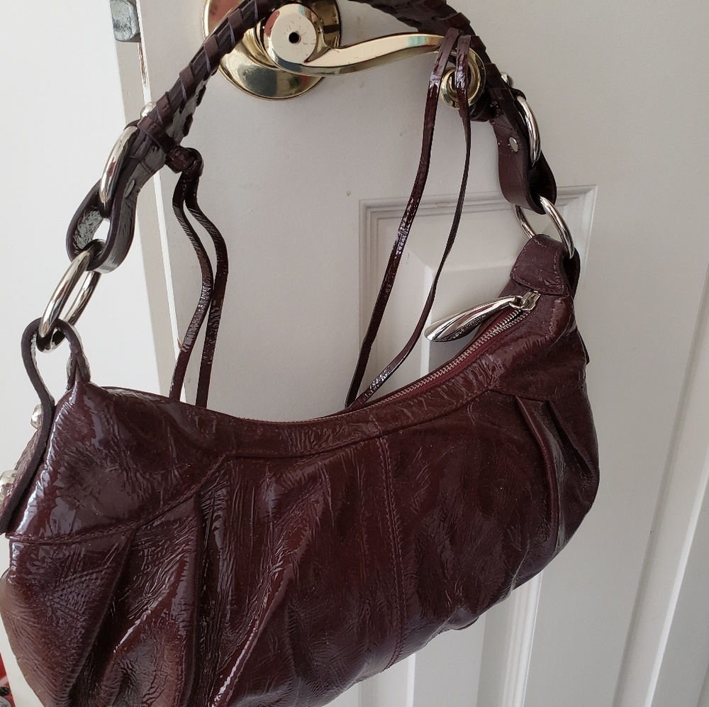 Ladies Francesco Biasia Handbag- Patent Bordeaux C